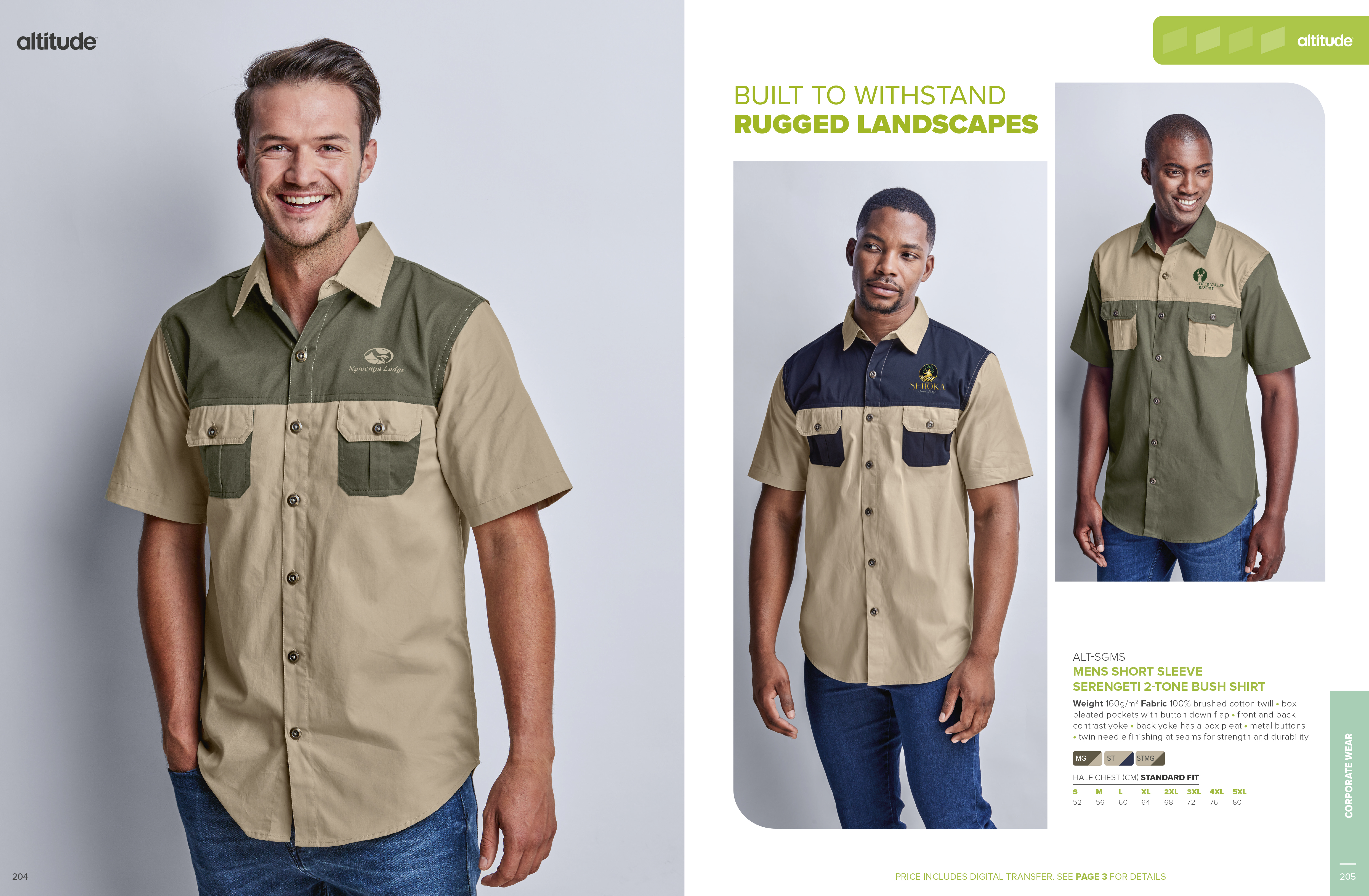 Mens Short Sleeve Serengeti 2-Tone Bush Shirt CATALOGUE_IMAGE